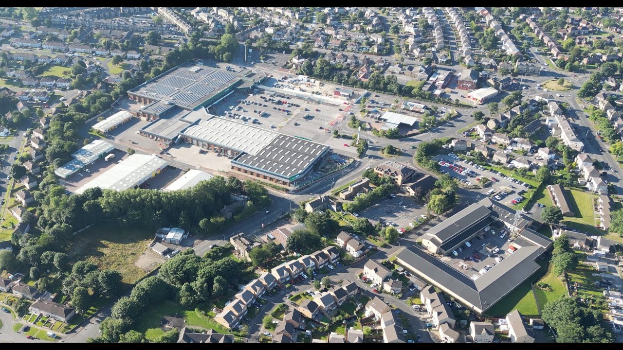 Drone Footage - Bradford - Morrisons Supermarket and 5 Lane Ends