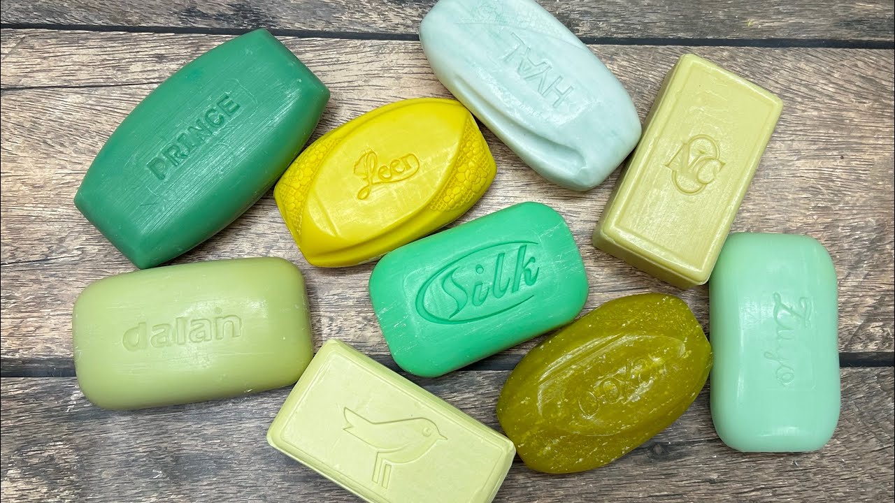 ASMR soap/ Dry soap cutting 💚💛/ Резка сухого мыла 