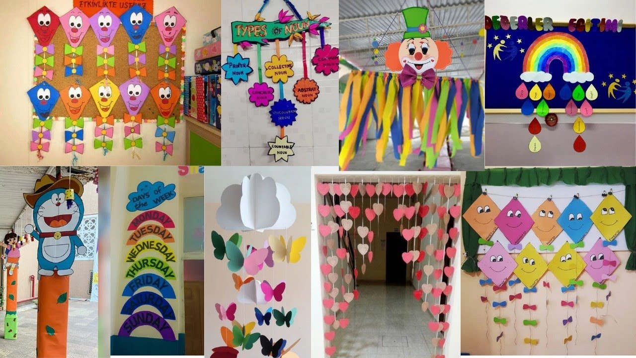 Preschool hanging decoration ideas/Class Wall hanging design/Paper crafts wall hanging decoration
