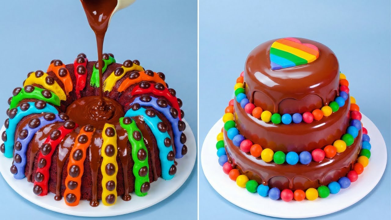 So Tasty! Colorful Rainbow Chocolate Cake Ideas 🍭 Best Heart & Candy Cake Decorating ✨