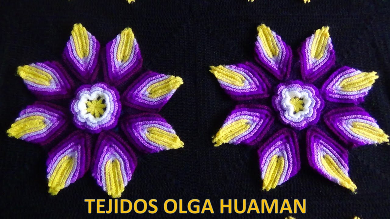 colcha a crochet estrella en relieves video 3