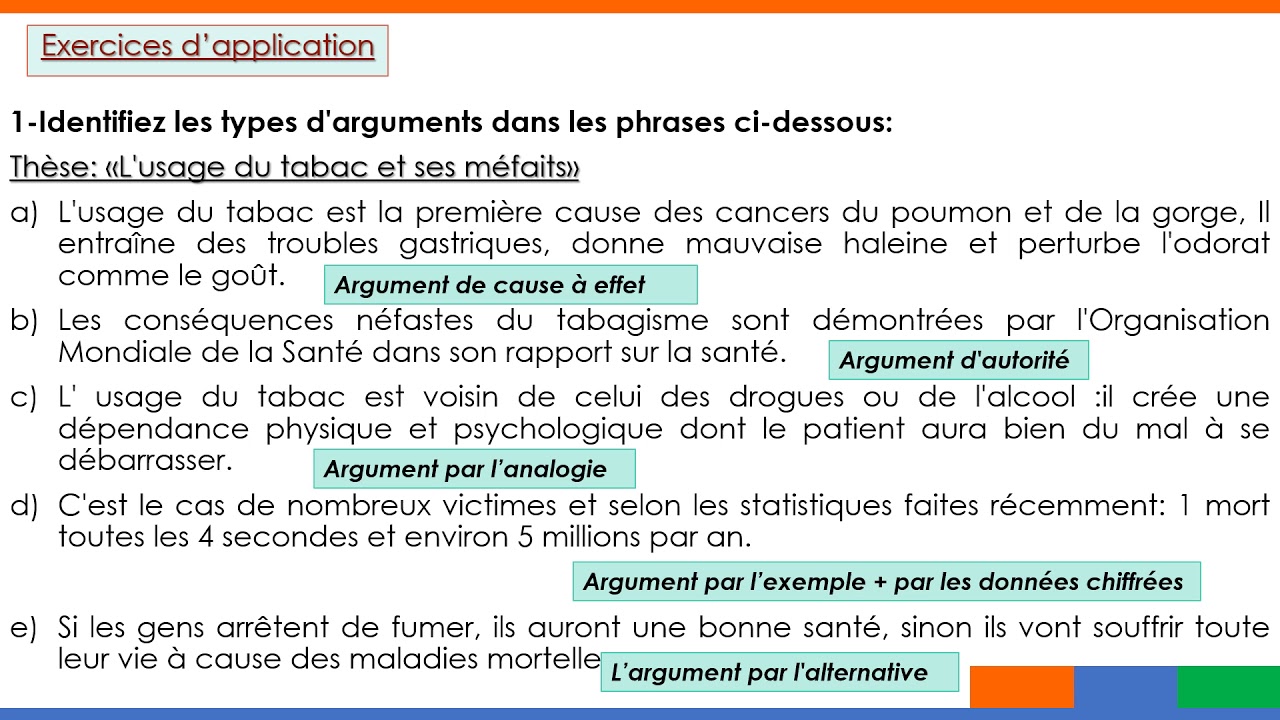 Les types d'arguments