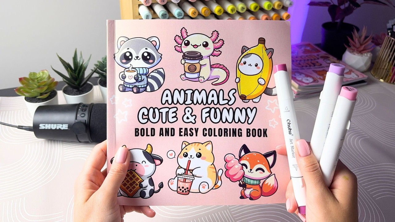 Coloring Book Cute Animals vol.2 | Color with me & Ohuhu Markers | ASMR