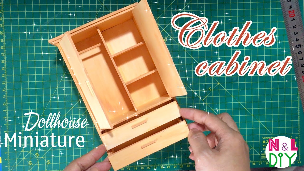 DIY Miniature Clothes Cabinet | How to make Clothes Cabinet for Dollhouse