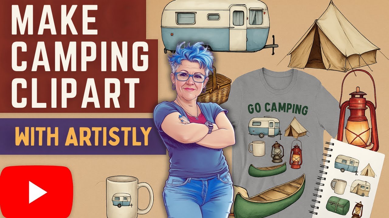 How to Make Camping Clipart with Artistly + Product Ideas to Sell!