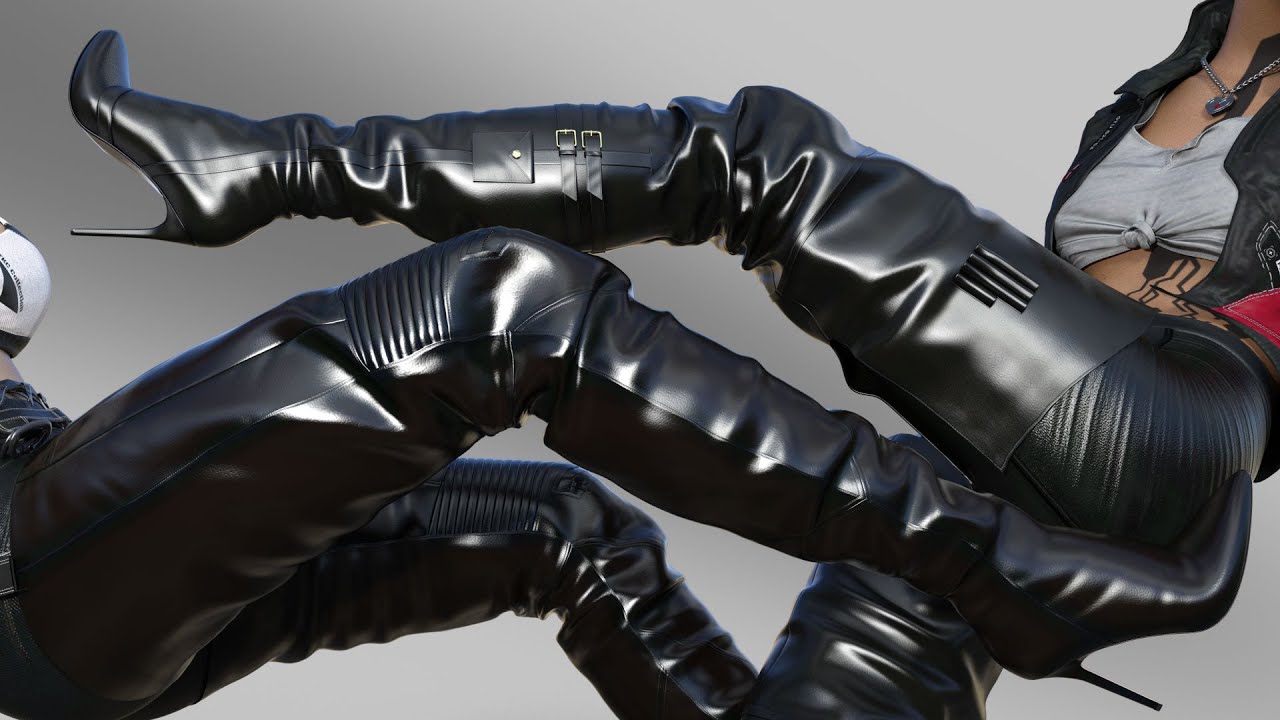 Two Pairs of High Boots in the Cyberpunk Style