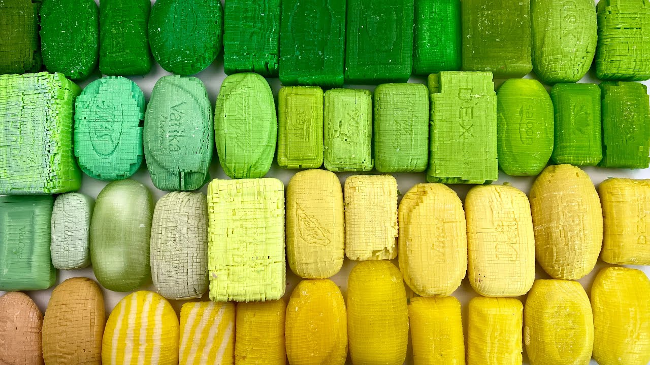 ASMR soap cubes 💛💚 Cutting soap 🎲 So satisfying video 🤤