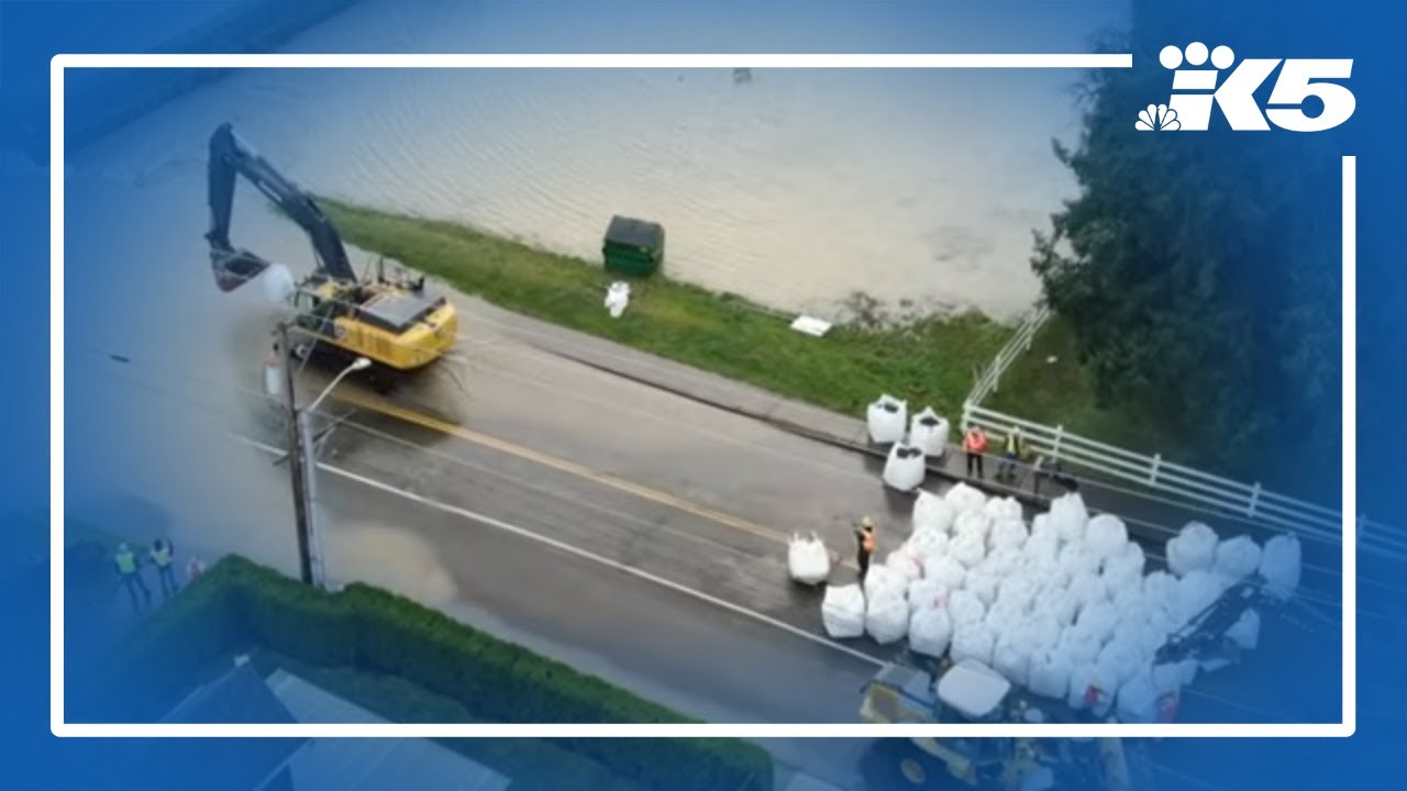 Drone footage captures extensive flooding in Pacific, WA