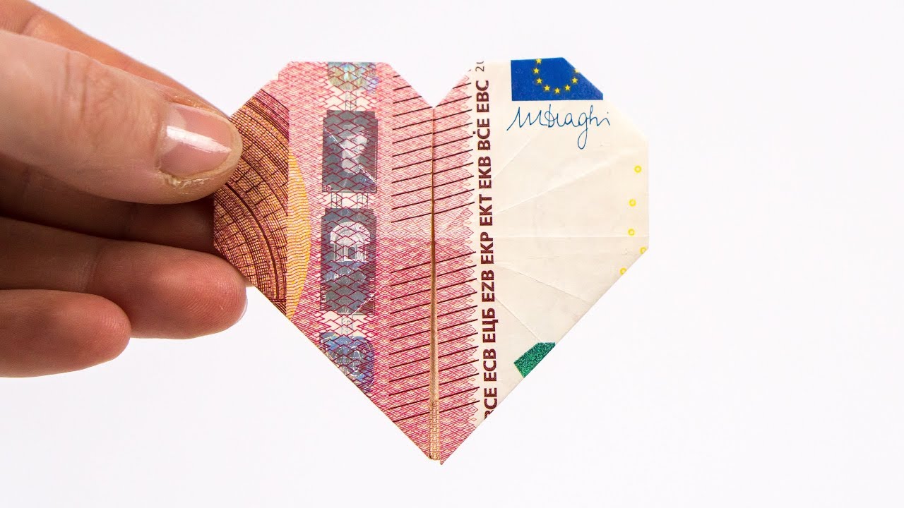 GELD FALTEN HERZ, Geldgeschenke zur Hochzeit basteln ❤️
