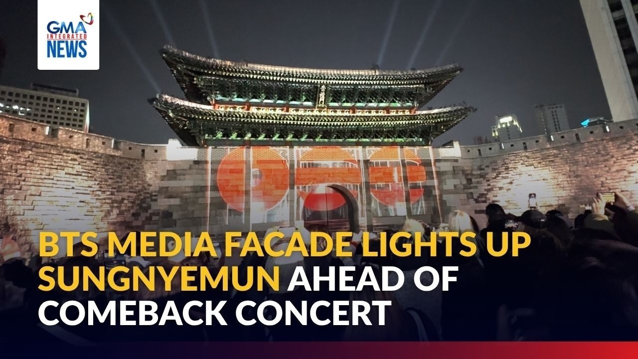 BTS media facade lights up Sungnyemun ahead of comeback concert | GMA Integrated News
