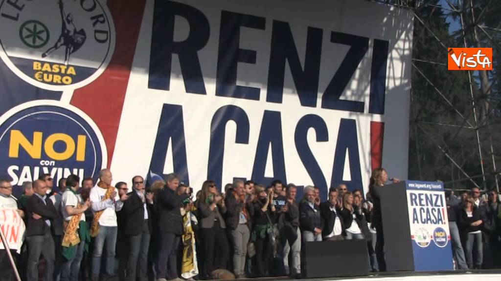 GIORGIA MELONI IN PIAZZA ALLA MANIFESTAZIONE LEGA SALVINI A ROMA