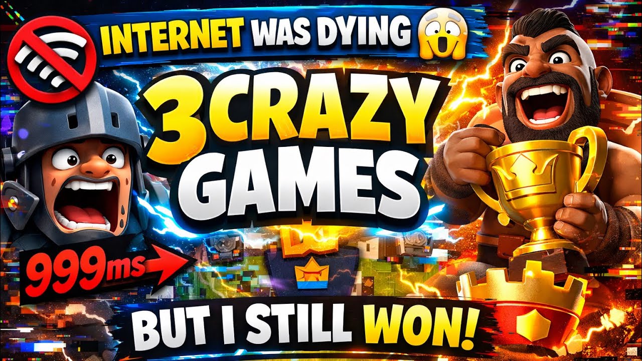 3 CRAZY CLUTCH GAMES With LAG… But I Still WON in Clash Royale! 😱🏆