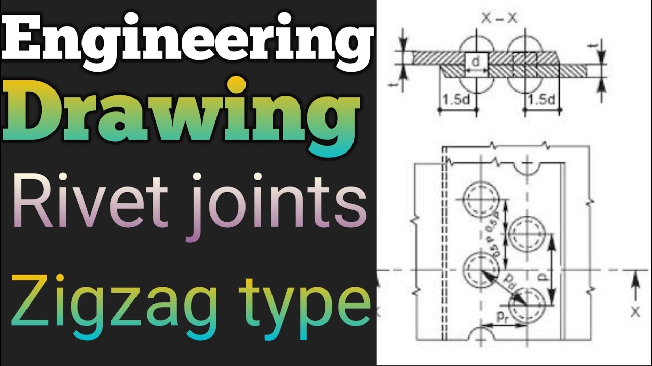 Triple /Double riveted zigzag lap joint | Free hand sketch |