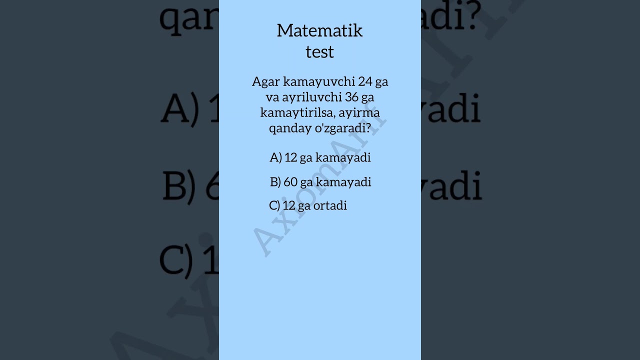 Qiziqarli matematik test || siz buni bilasizmi?!