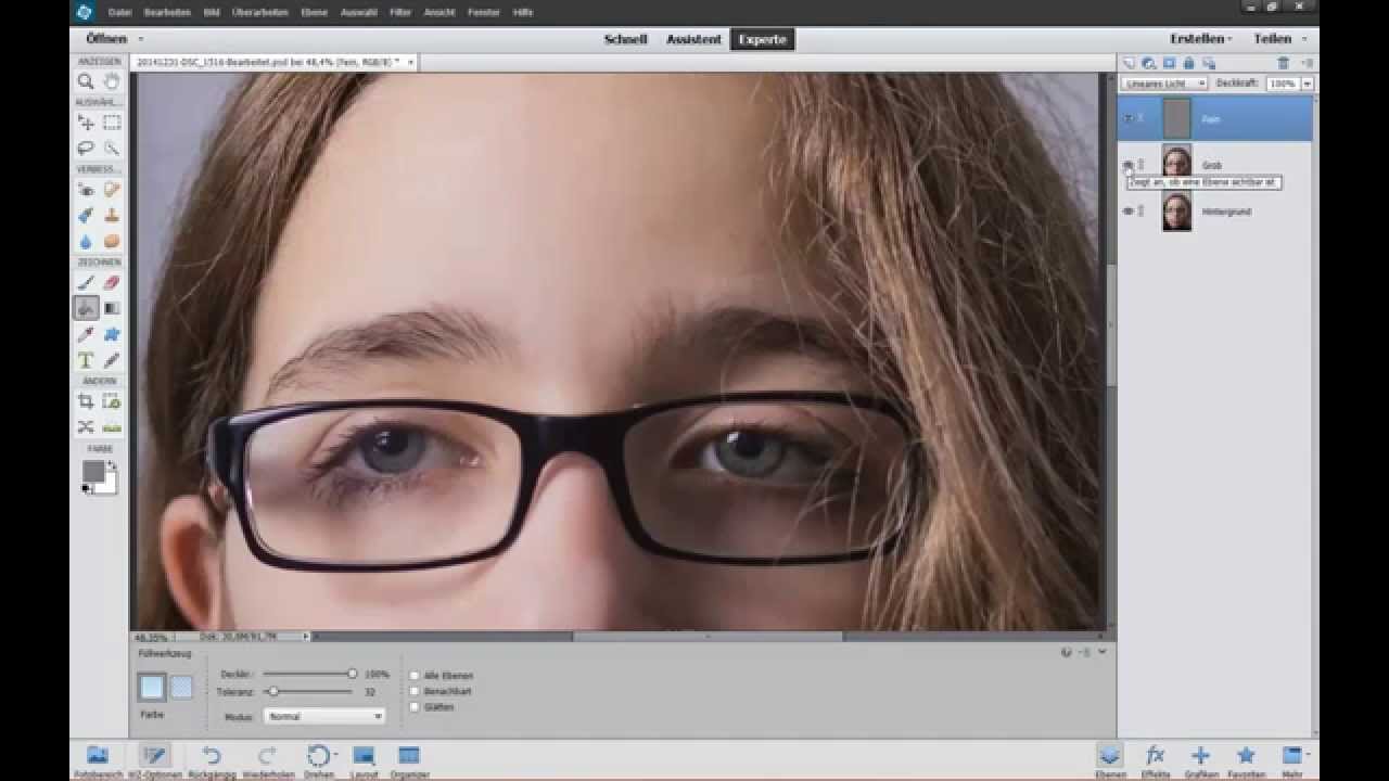 Beauty Retusche: Frequenztrennung Methode nach thinkingpixels für Photoshop Elements 13