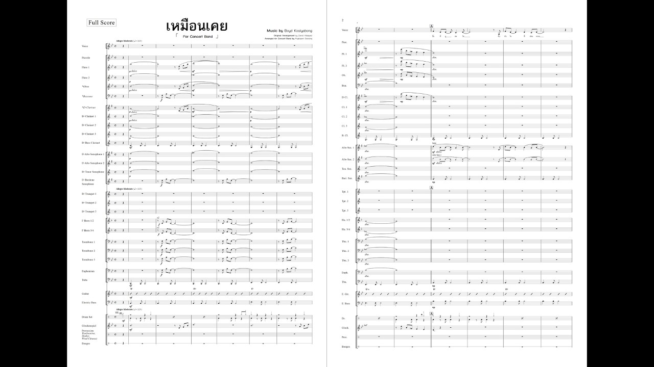 เหมือนเคย - Boyd Kosiyabong║Concert Band Arrangement