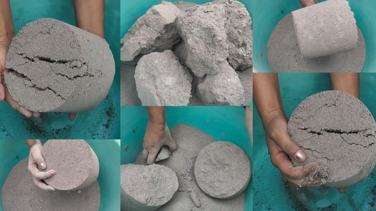 Gritty soft crunchy sand cement huge shapes and chunks full dry crumbling// SA ASMR