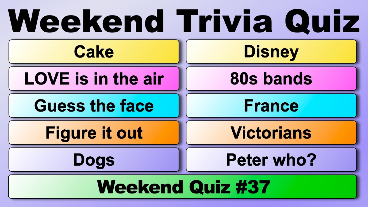 WEEKEND TRIVIA QUIZ #37 - 50 quiz questions to test your general knowledge!