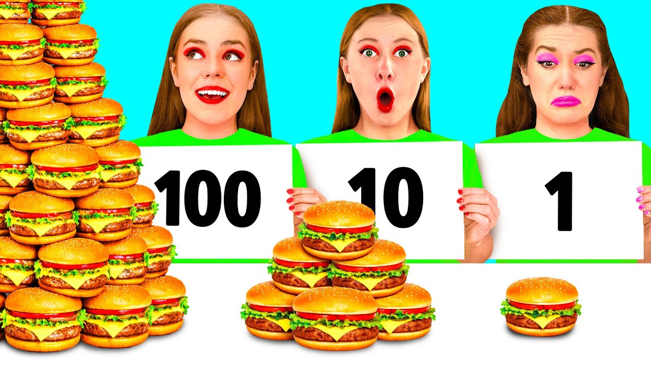 100個重ねフードチャレンジ | 最高の料理ハック 4Fun Challenge