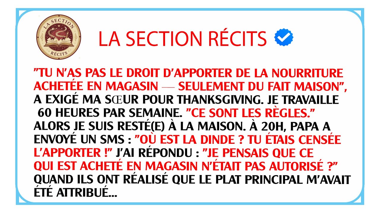 Ma sœur m'interdit d'apporter des plats achetés : pour Thanksgiving, tout doit être fait maison.