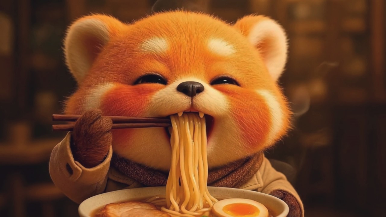 Bubu’s Cozy Ramen Noodle Night｜Autumn Walk 🍁 【ASMR Animation】