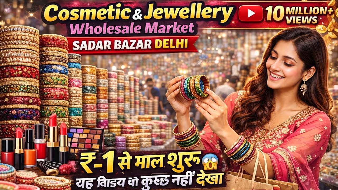 Cosmetic & jewellery wholesale market sadar bazar delhi व्यापार शुरू करें सबसे सस्ता सामान मिलेगा 😱