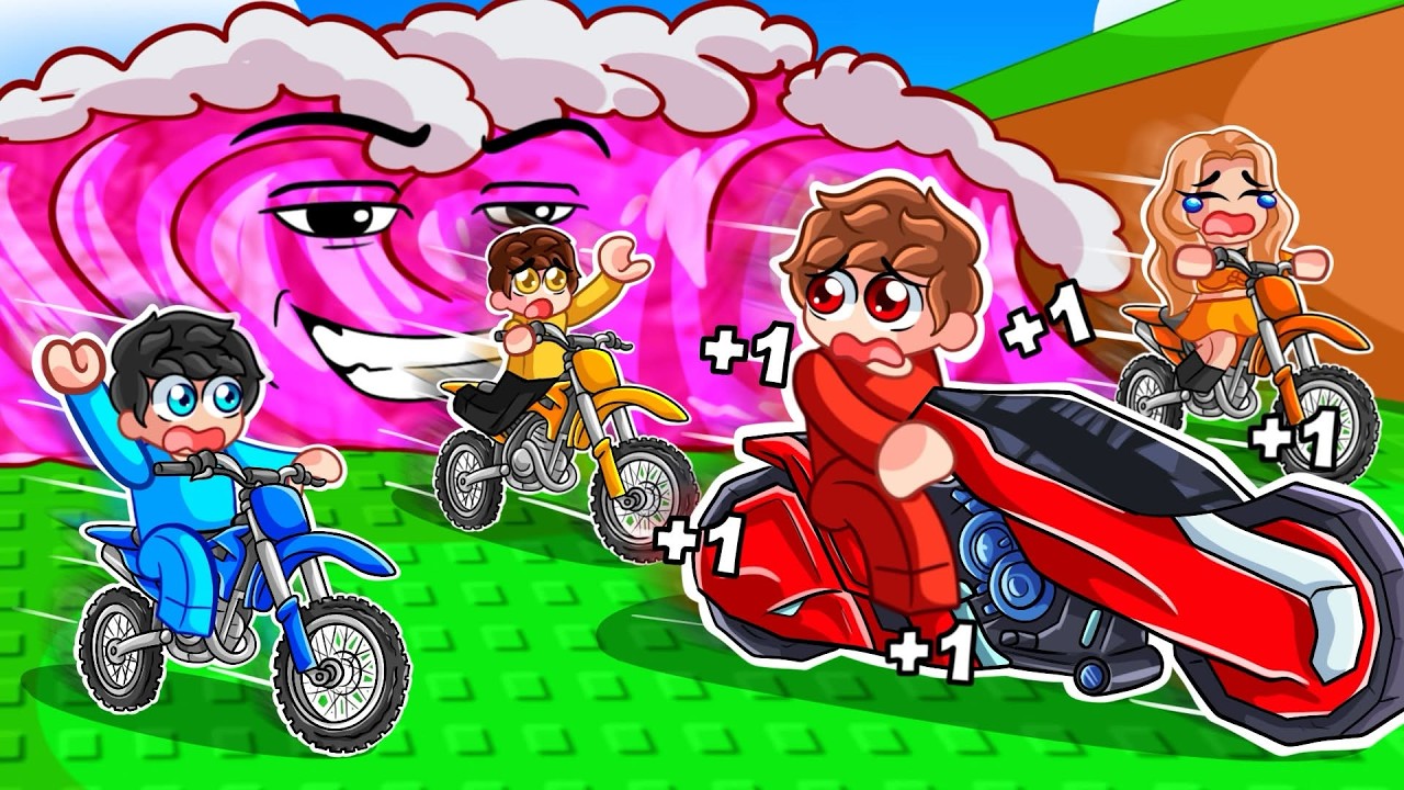 Usé una MOTO de HACKER para ESCAPAR DEL TSUNAMI en Roblox!