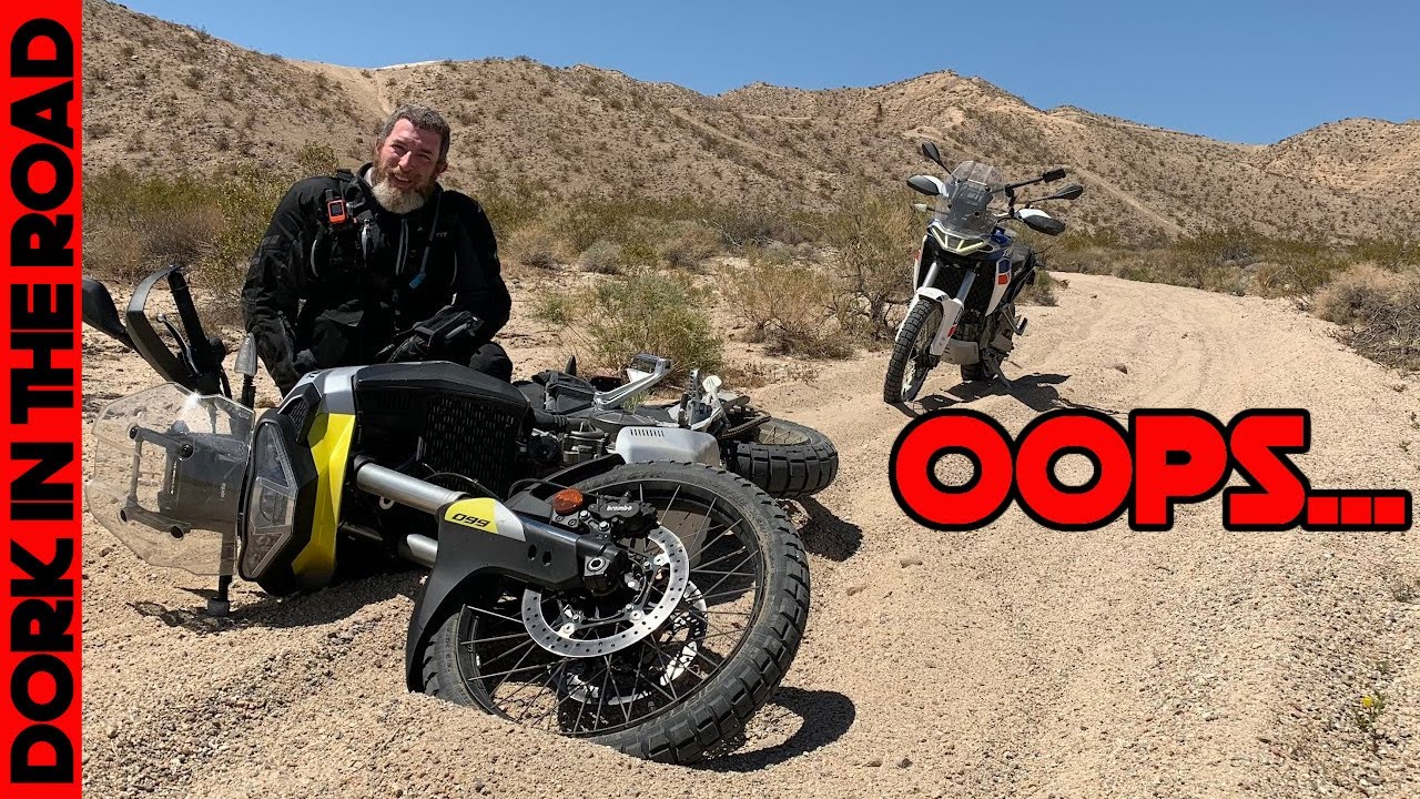 I Crashed the Demo Bike in the Desert! Aprilia Tuareg 660 Extended Off Road Test Ride w/Jake and Ian