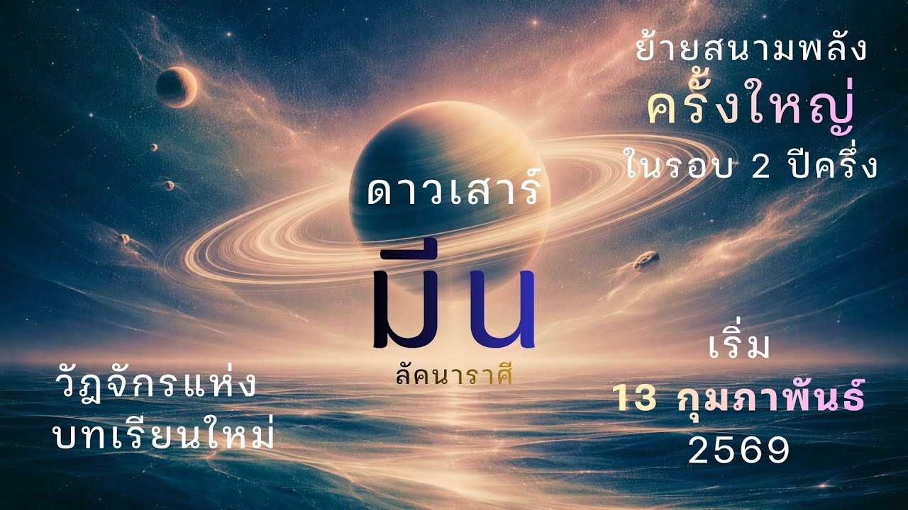 ลัคนาราศีมีน “ดาวเสาร์” ย้ายสนามพลังครั้งใหญ่ ในรอบ 2 ปีครึ่ง มีผลตั้งแต่ 13 ก.พ.69 เป็นต้นไป