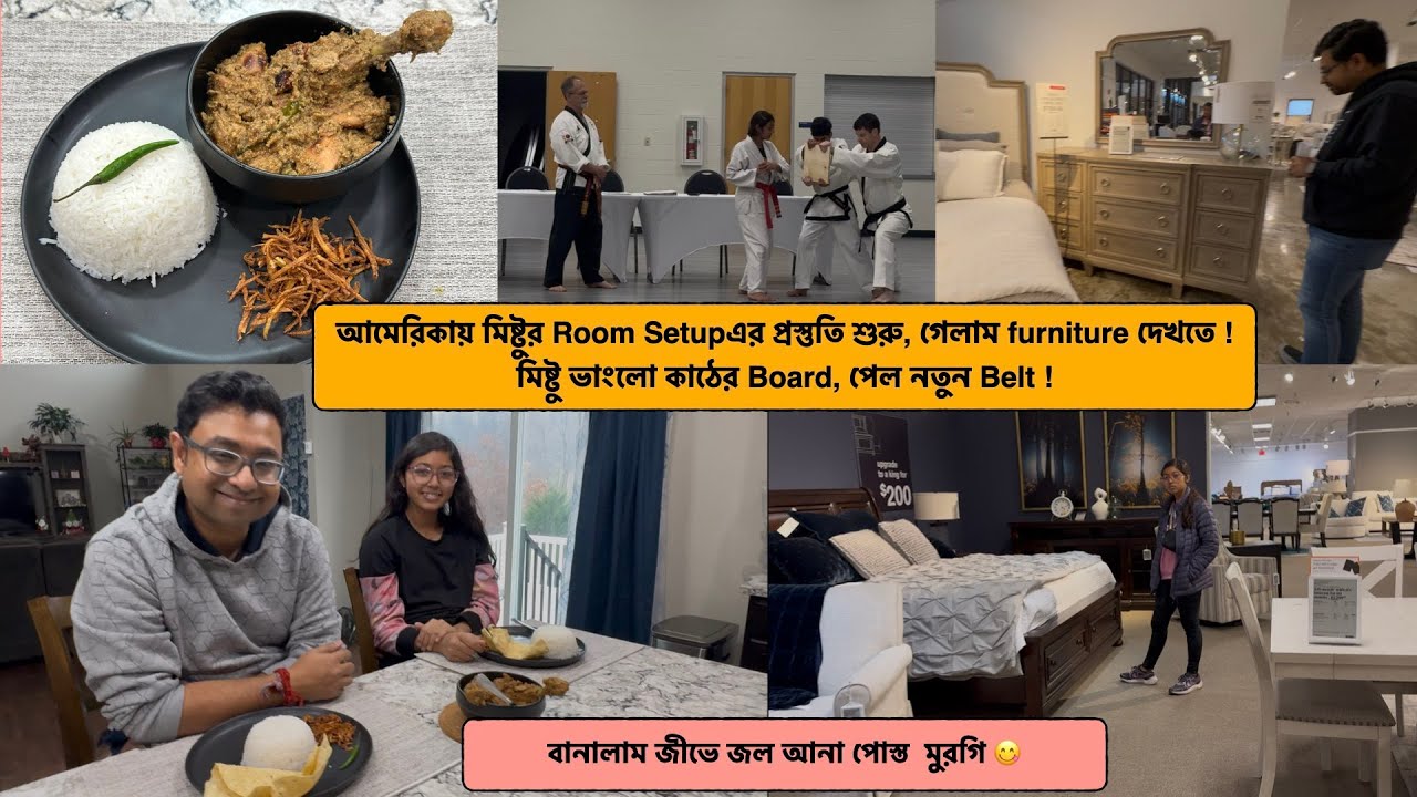 আমেরিকায় মিষ্টুর Room Setupএর প্রস্তুতি শুরু, গেলাম furniture দেখতে !  মিষ্টু ভাংলো কাঠের Board