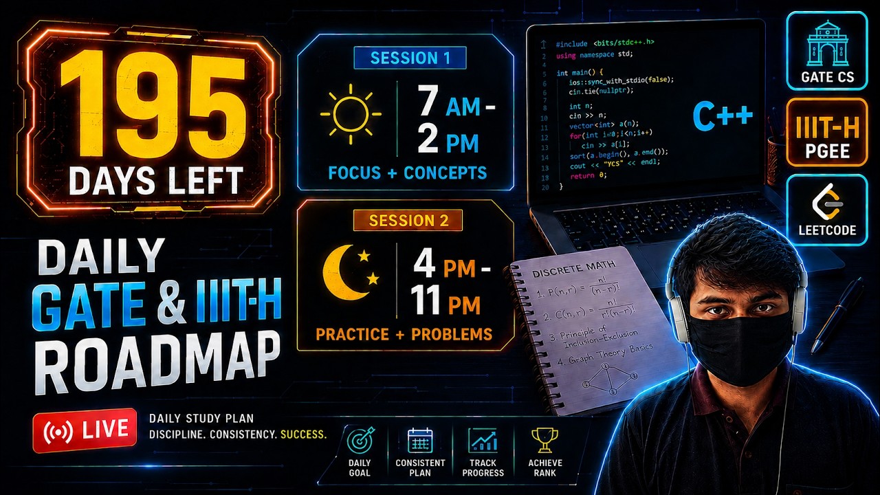 7 AM to 11 PM Live Grind Session 1 | 195 Days to Top 7 IITs & IIITH PGEE