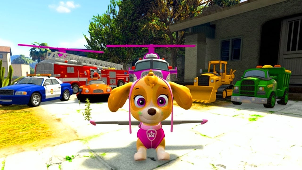 SKYE DA PATRULHA CANINA ROUBOU TODOS OS CARROS CACHORROS SECRETOS no GTA 5