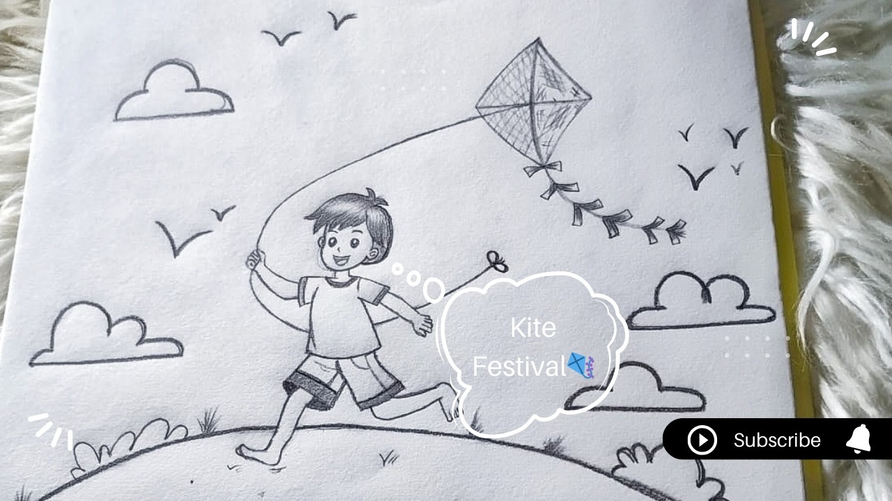 How to Draw Kite Festival Scenery Step by Step | Easy Pencil Drawing Tutorial | ArtBook By Rabbia