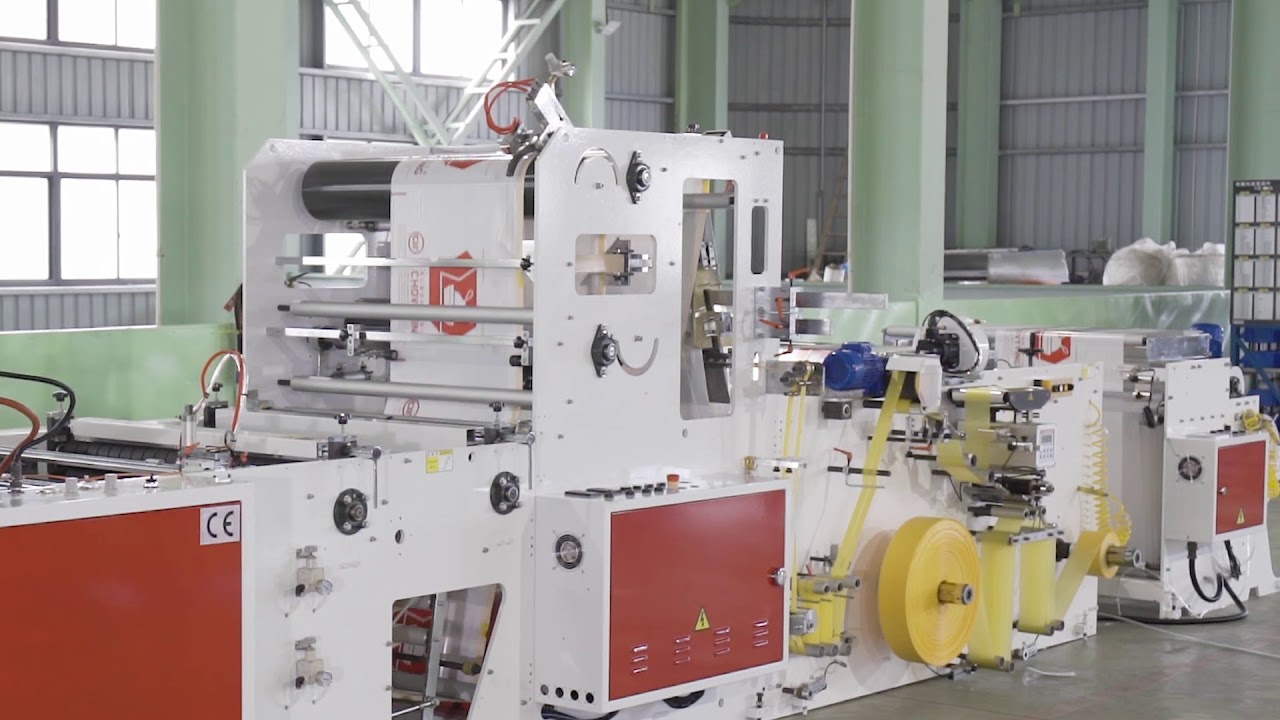Overlap interleave drawstring trash bag garbage rolling bag plastic bag on roll making machine