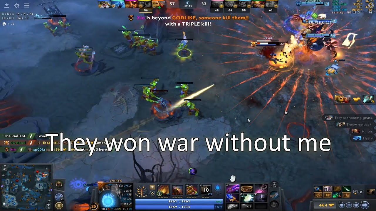 Sniper hard support with razor safelane 7.39b Dota 2 Gameplay 98
