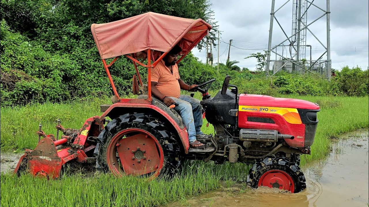 Mahindra 245 DI JIVO 4wd Performance with Rotavator #mahindratractor #minitractor #tractor #farming 