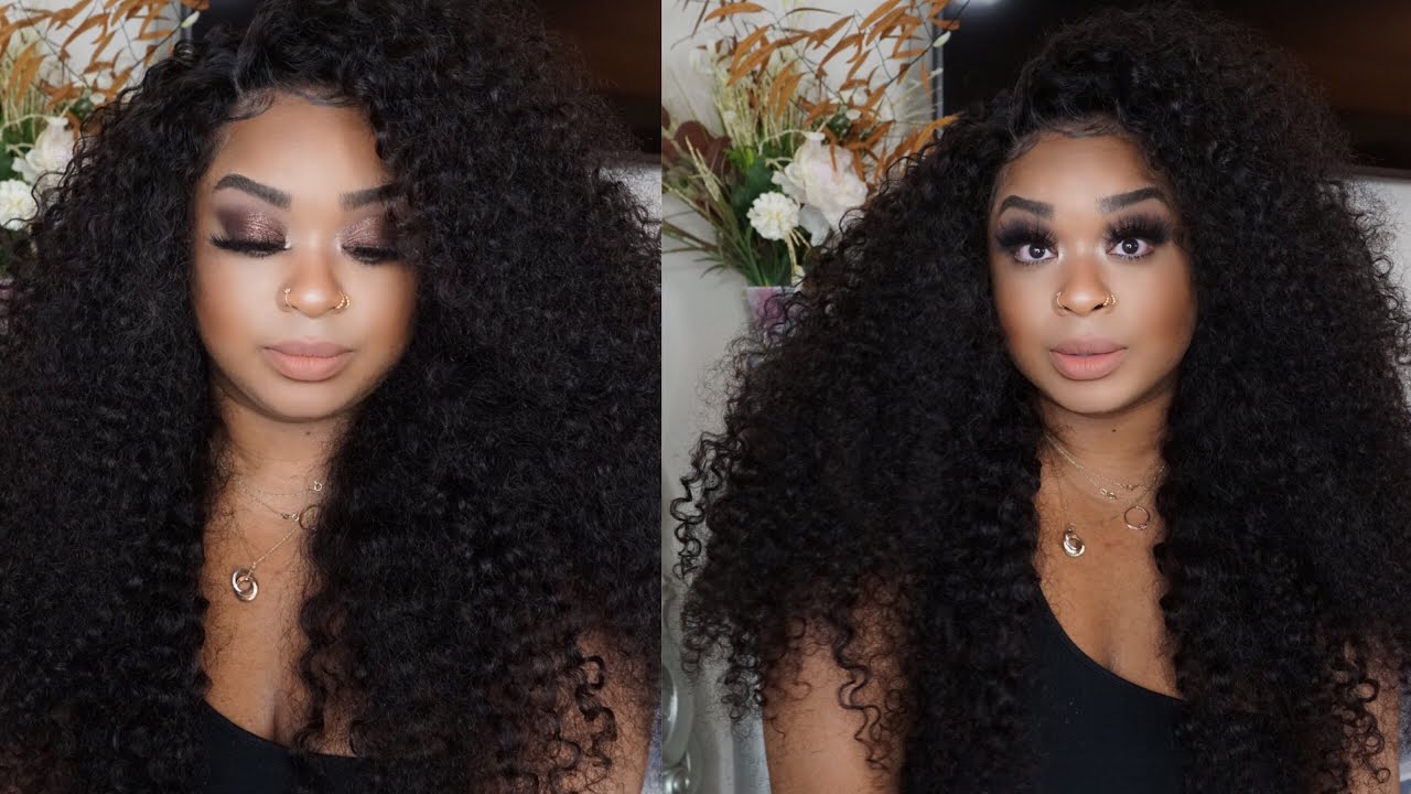 Brown Shimmer Smokey Eye + ISEE ALIEXPRESS  Mongolian Waterwave Wig