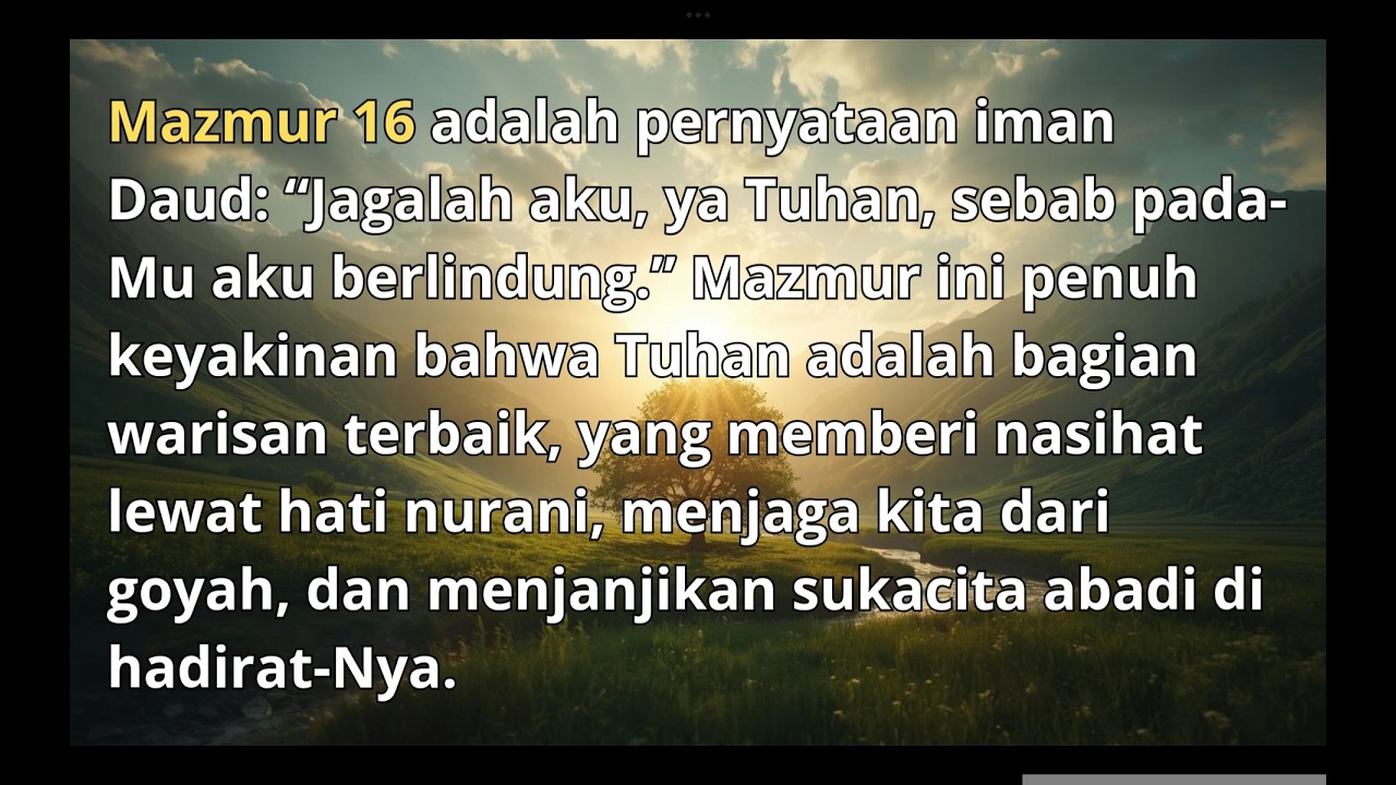 Engkau Bagian Warisanku [Inspirasi dari Mazmur 16]