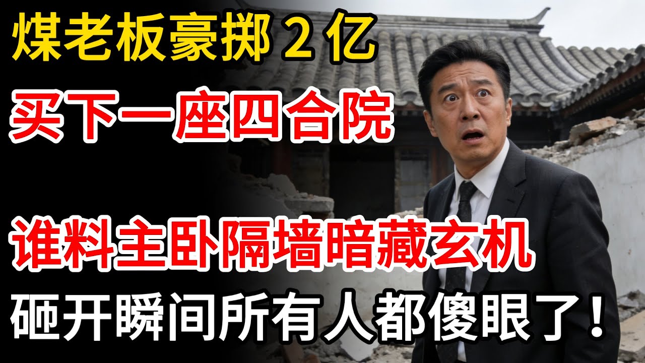 煤老闆豪擲兩億買下一棟四合院，誰料主卧隔牆暗藏玄機，砸開瞬間所有人都傻眼了！