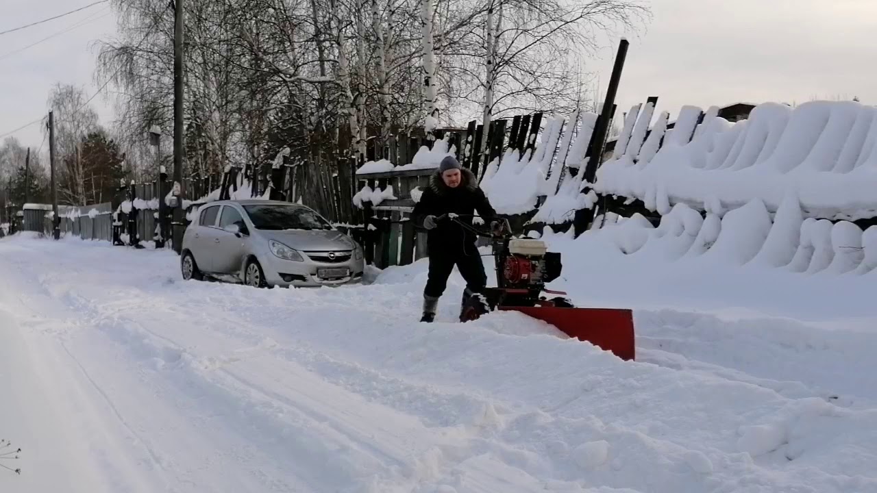 Чистка снега мотоблоком
