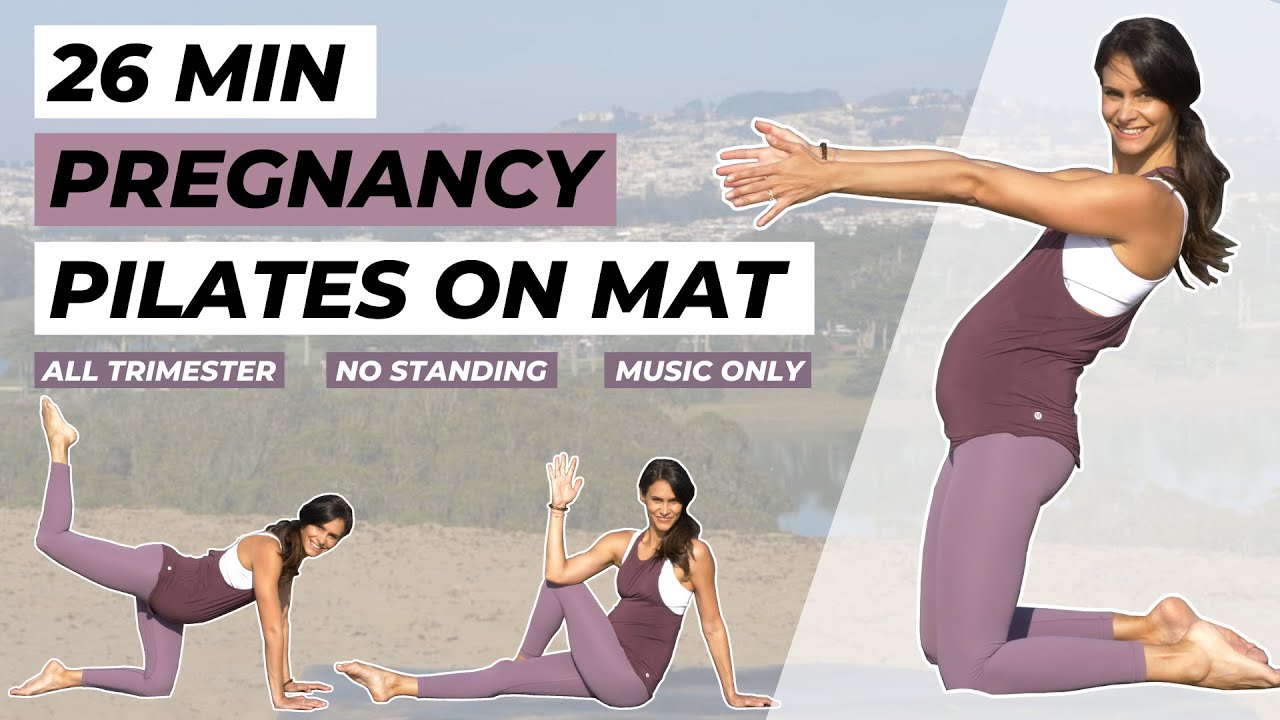 BEST PREGNANT WORKOUT | 26 MIN PRENATAL MAT PILATES | No Standing, MUSIC ONLY, 1st 2nd 3rd trimester