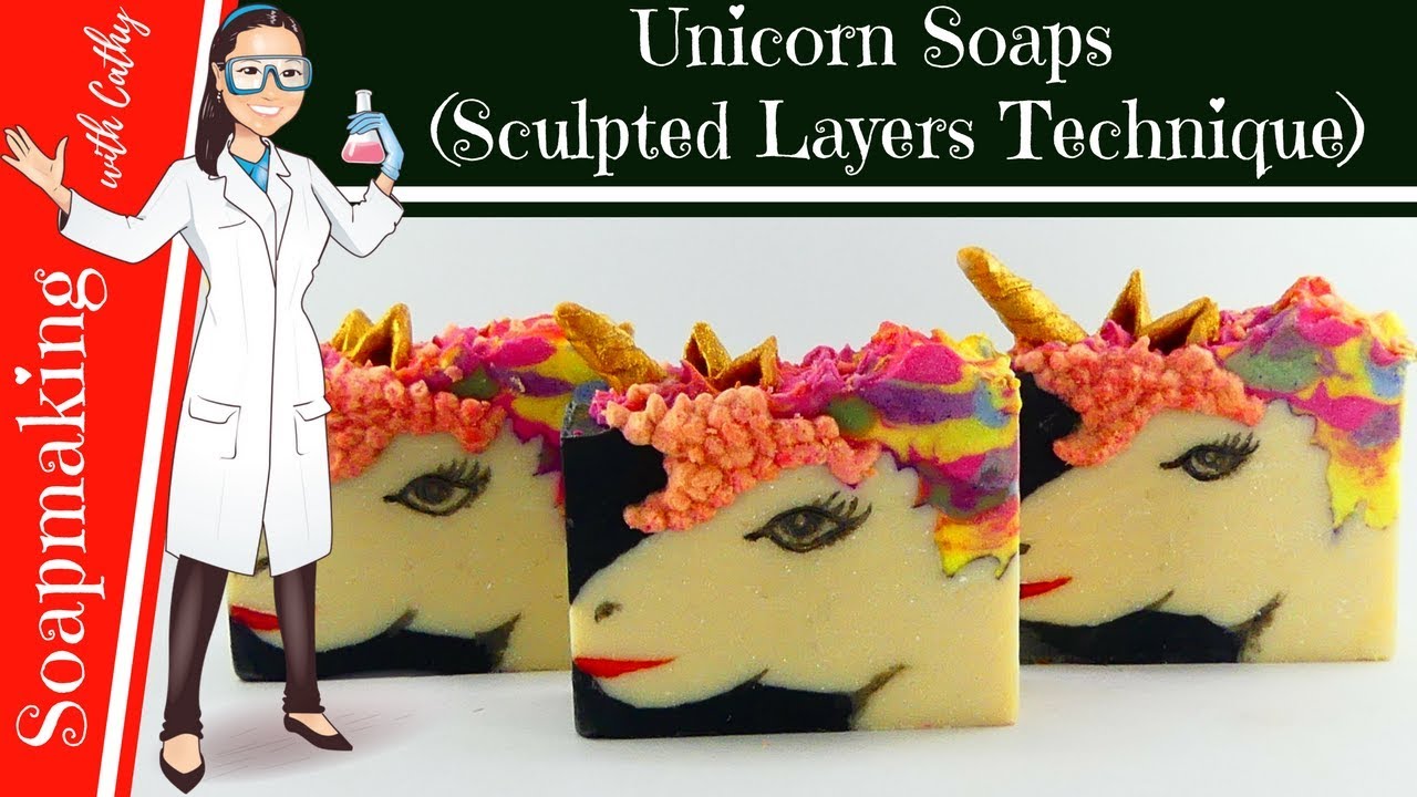 Unicorn Cold Process soap making DIY Sculpted layers soap design beginners easy homemade soap 095
