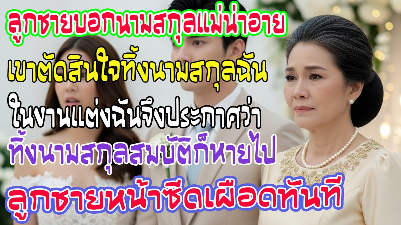 ลูกชายบอกนามสกุลฉันน่าอายและทิ้งมัน ในงานแต่งฉันประกาศ ทรัพย์สินทั้งหมดหายไปพร้อมนามสกุล