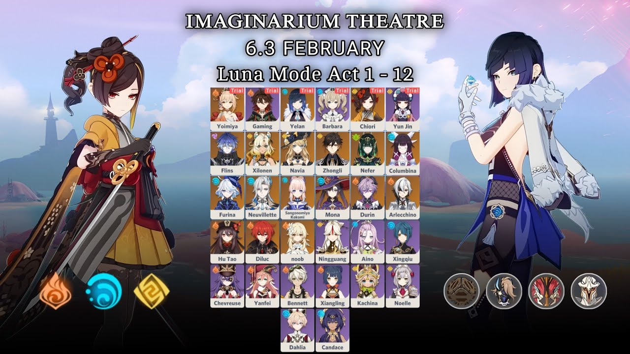 F2P Player | Imaginarium Theater 6.3 Clear | February | Luna Mode | ACT 1 - 12 | Genshin Impact