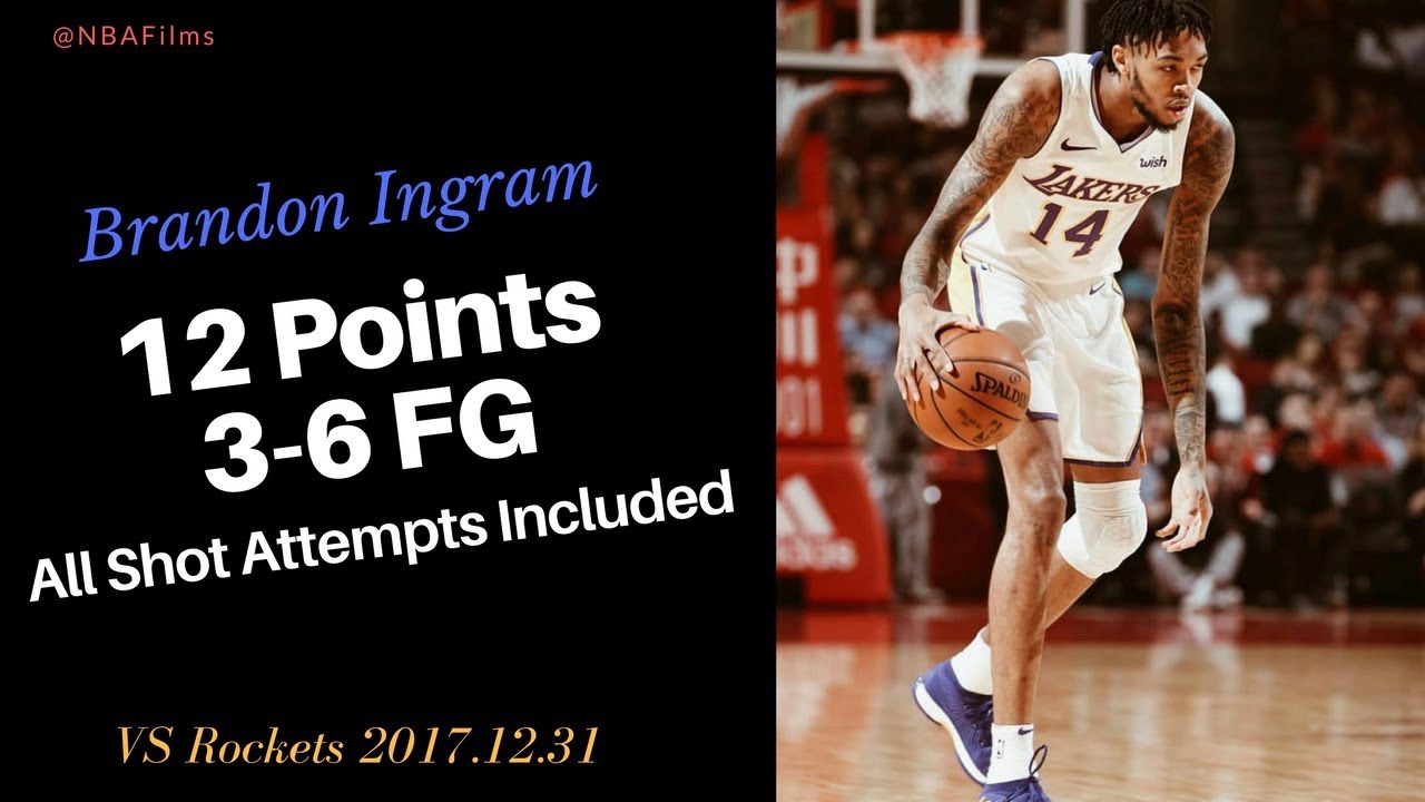Brandon Ingram 12 Points, 3-6 FG all shot attempts included 2017.12.31 vs Rockets