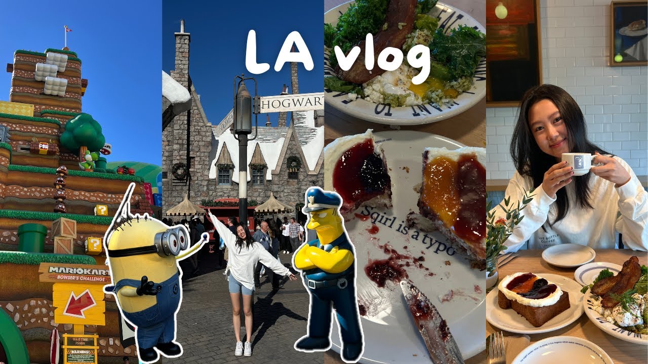 LA vlog ep6 玩到快吐的環球影城🌍 走進瑪利歐世界🍄 奶油烏冬麵🍜 超鬆軟的肉桂捲🤎 水腫到爆還要繼續吃宵夜🍔  吃了一口立刻回購的花生曲奇🍪