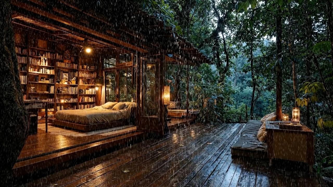 Без рекламы 🌧️ Музыка на веранде, мягкий дождь для сна, концентрация внимания