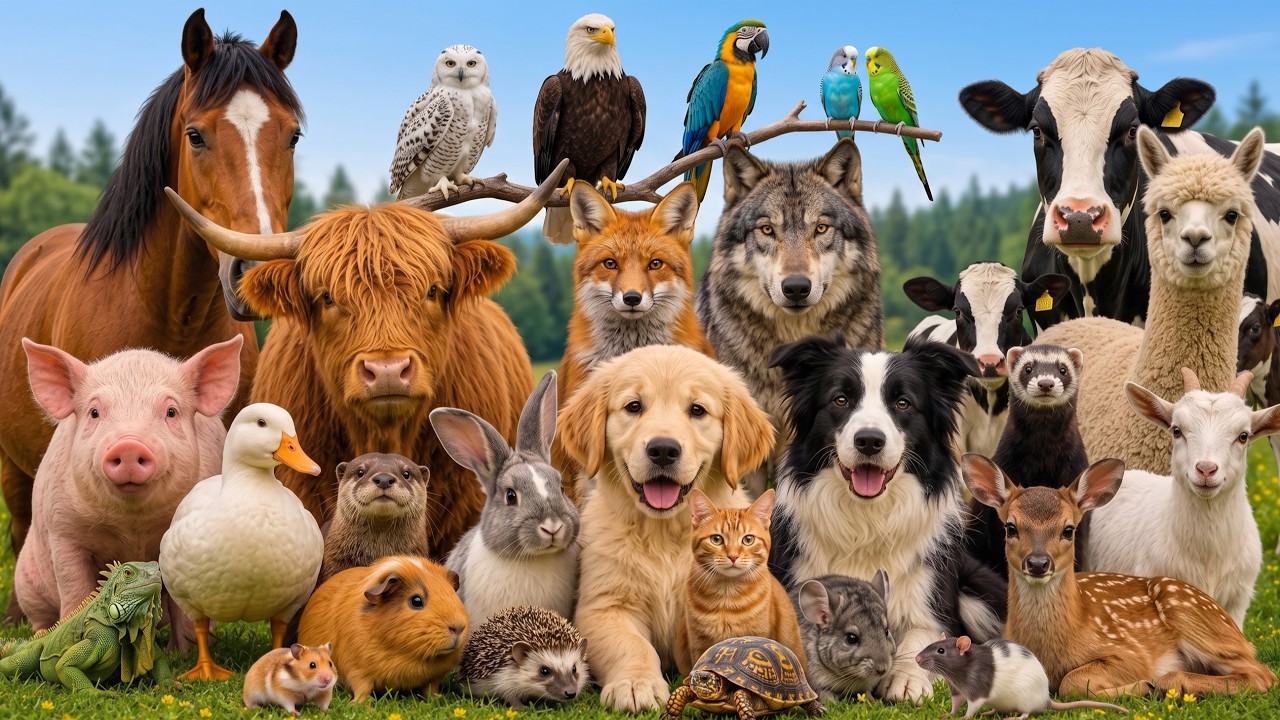 Animal sound for kids 🦒🐧🐱 Cute Animal Sound Learn Wild and Farm Animals