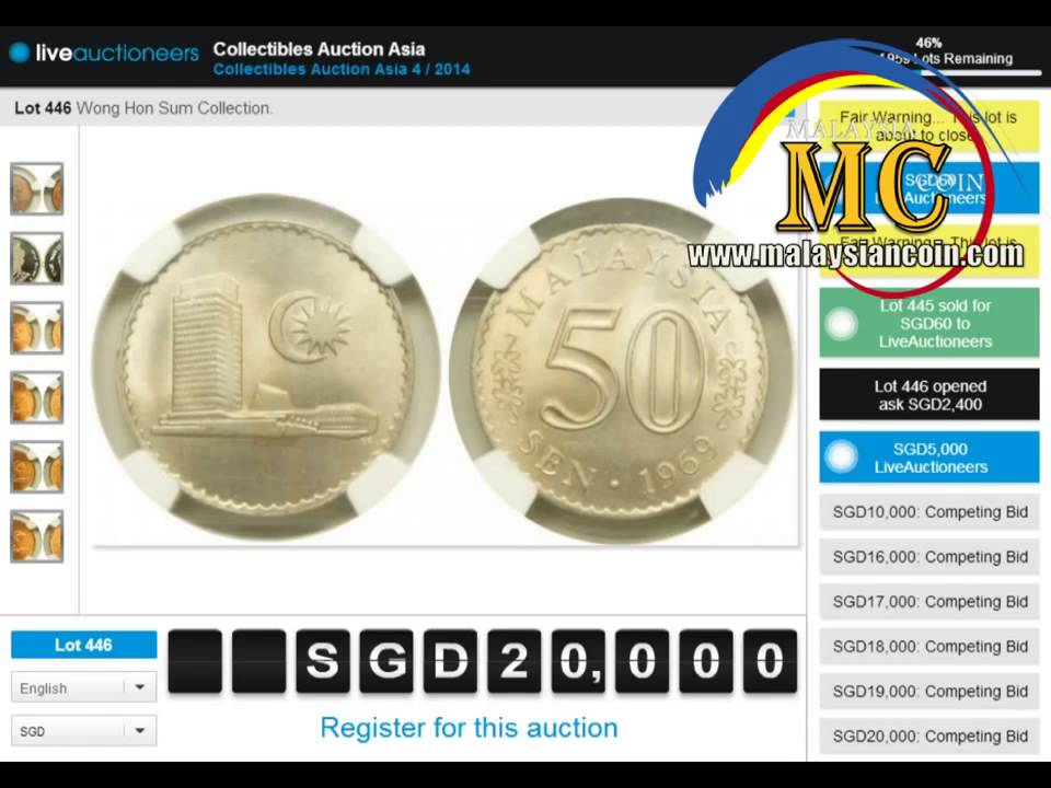 Auctioning of Malaysia 50 sen 1969 Milled Edge Closed at SG$28,000