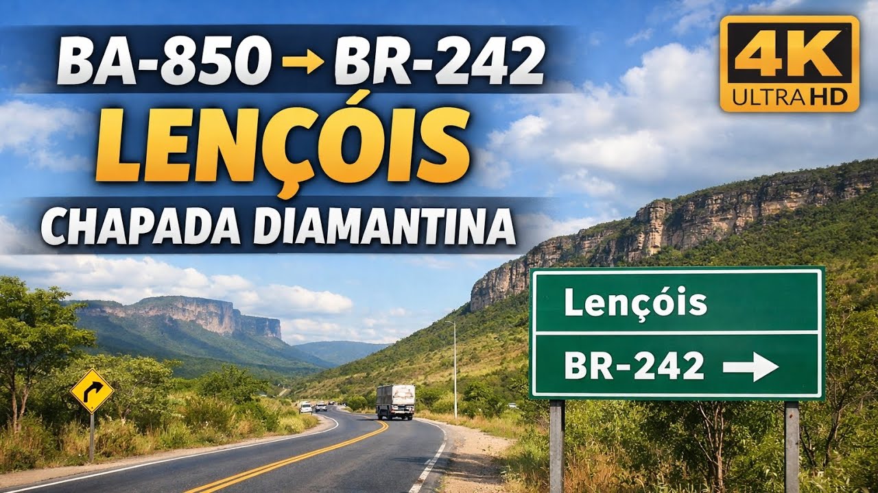 BA-850 → BR-242 | De Lençóis a Tanquinho | Estrada da Chapada Diamantina em 4K